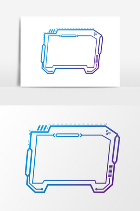 蓝色科技感显示屏边框元素