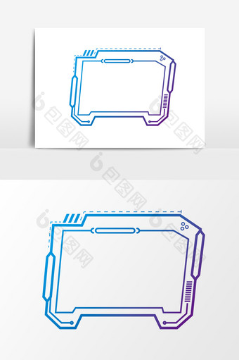 蓝色科技感显示屏边框元素图片