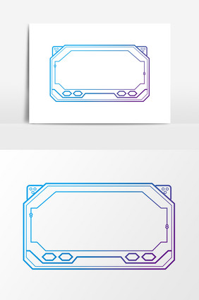 蓝色科技游戏机显示屏边框元素