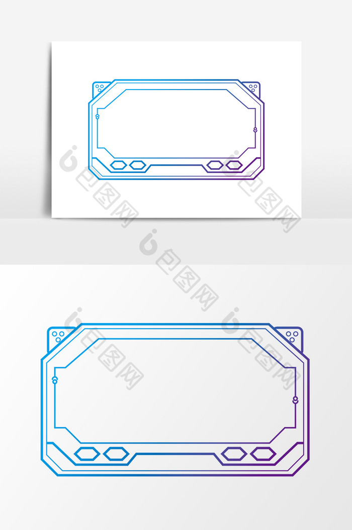 蓝色科技游戏机显示屏边框元素
