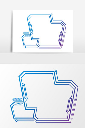 蓝色科技异形边框元素
