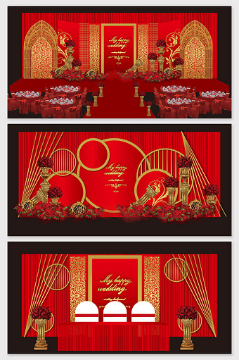 红金奢华巴布洛风格婚礼效果图图片