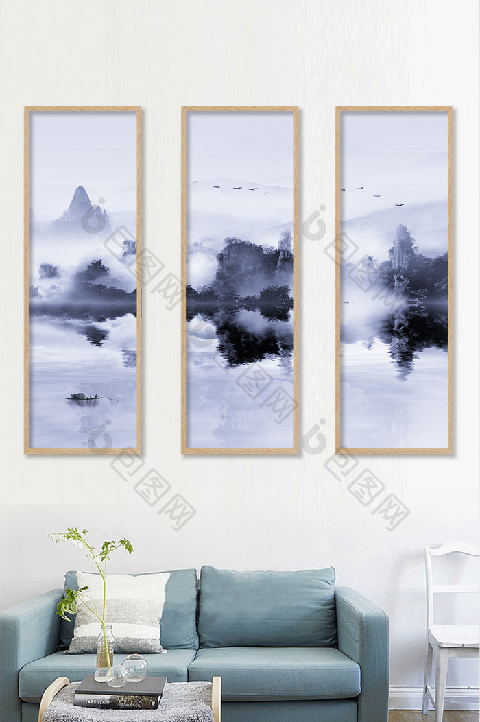 中式水墨山水风景客厅装饰画