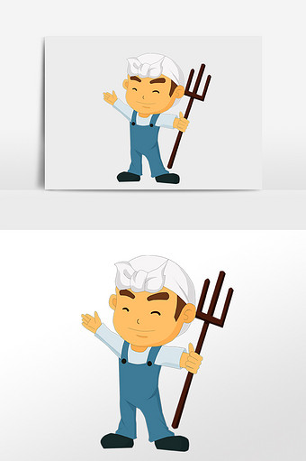 卡通包着头巾的农民图片下载