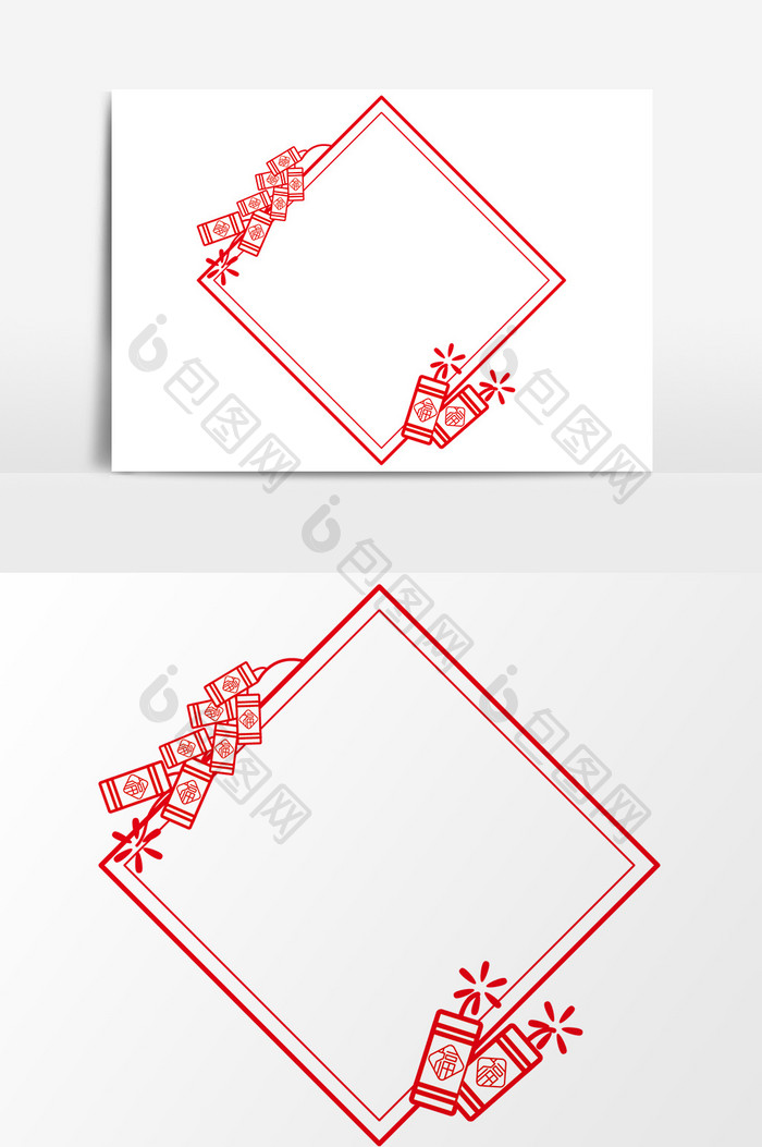 2019猪年红色中国风四边形边框元素