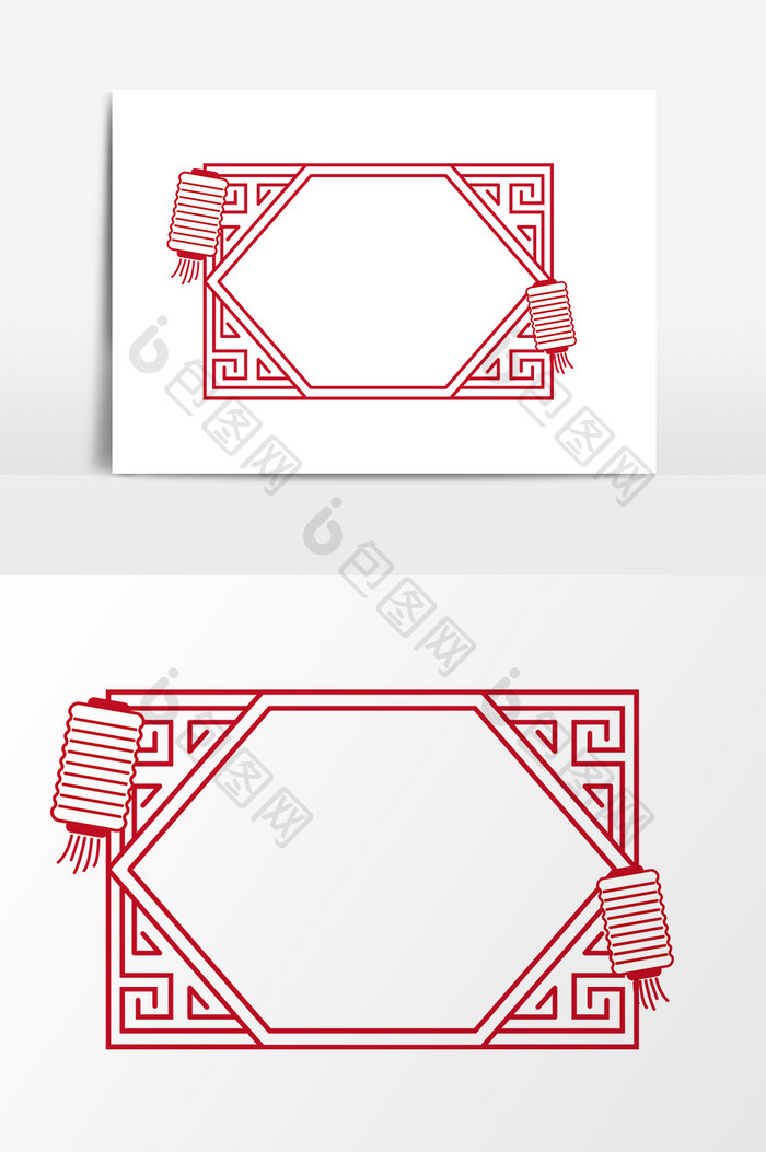 红色中国风传统图案边框元素