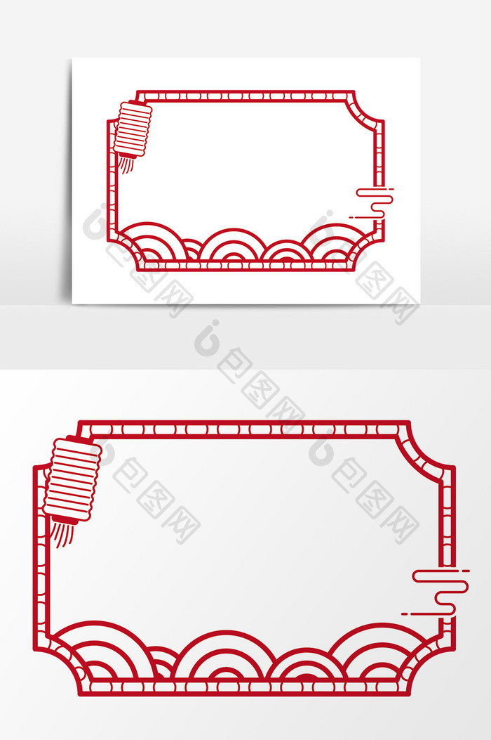 2019猪年红色中国风传统边框元素