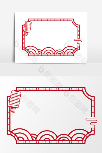 2019猪年红色中国风传统边框元素图片