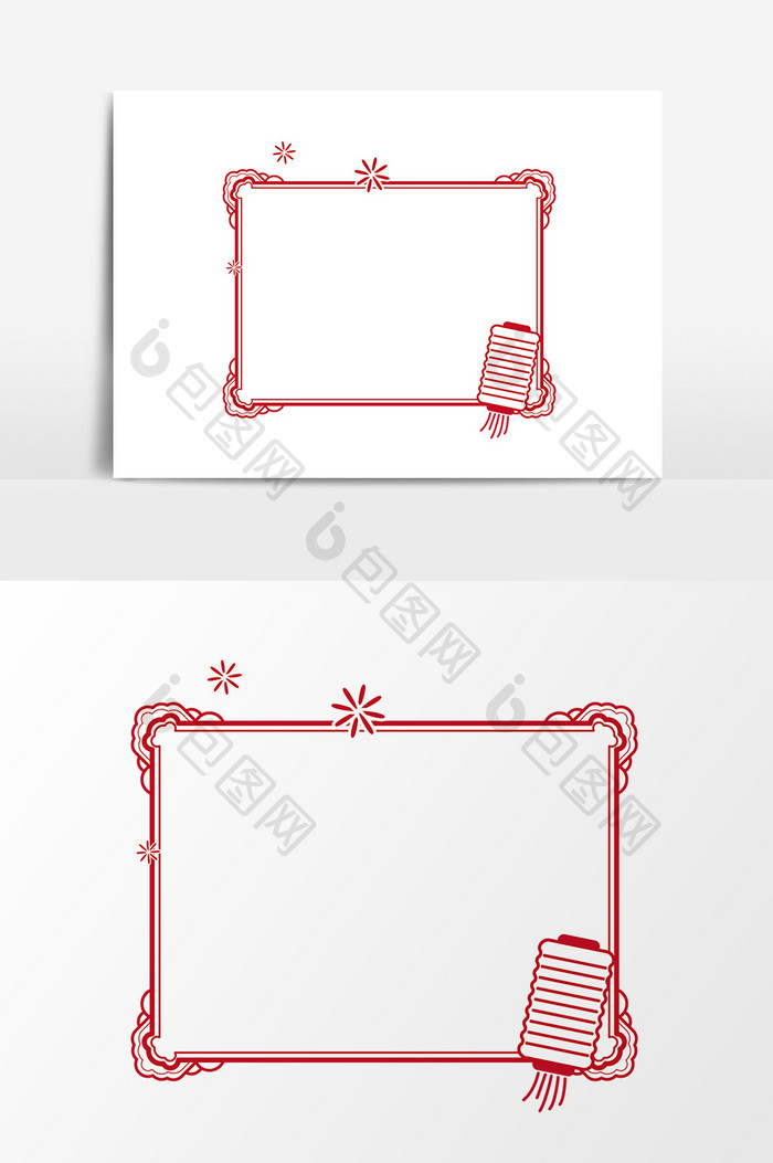 2019猪年红色中国风传统边框灯笼元素