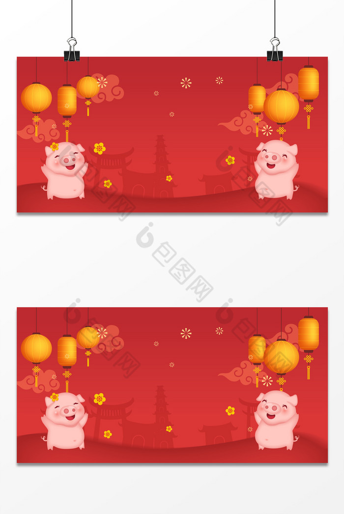 新年春节猪年灯笼图片图片