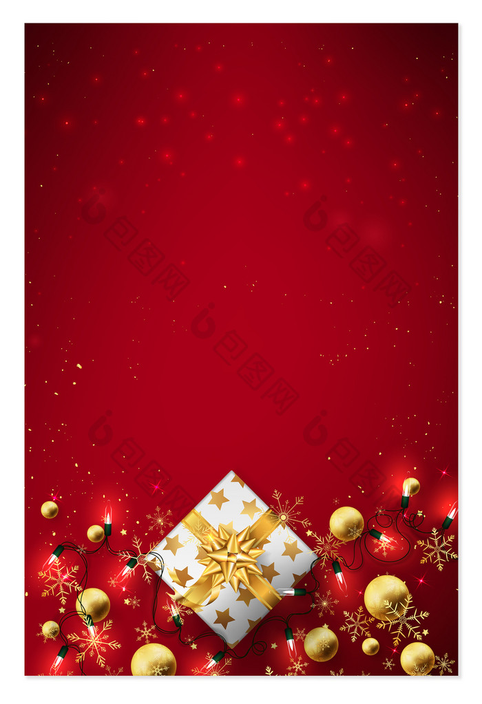 浪漫红色尊贵冬季礼物盒圣诞节简约背景
