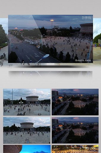 航拍实拍大型三管广场高清视频素材图片