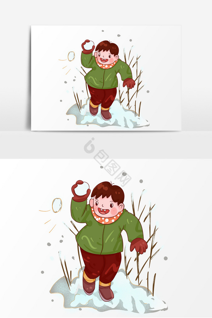 冬季新年扔雪球的小孩图片