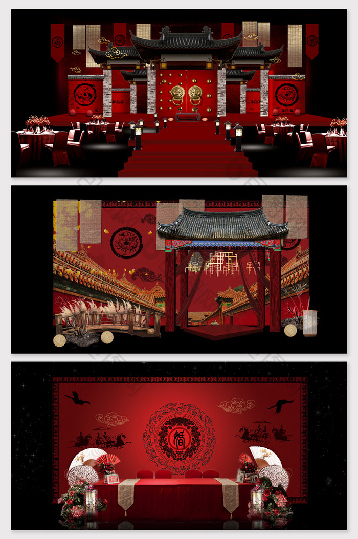 汉式红色古典婚礼效果图