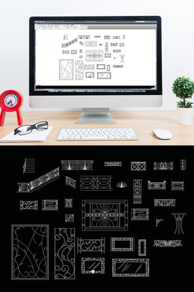 CAD铁艺花格模型图库