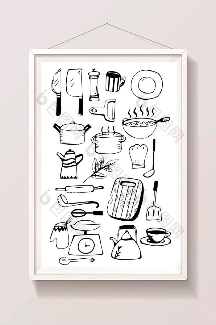 黑色简约个性手绘矢量厨具图标设计