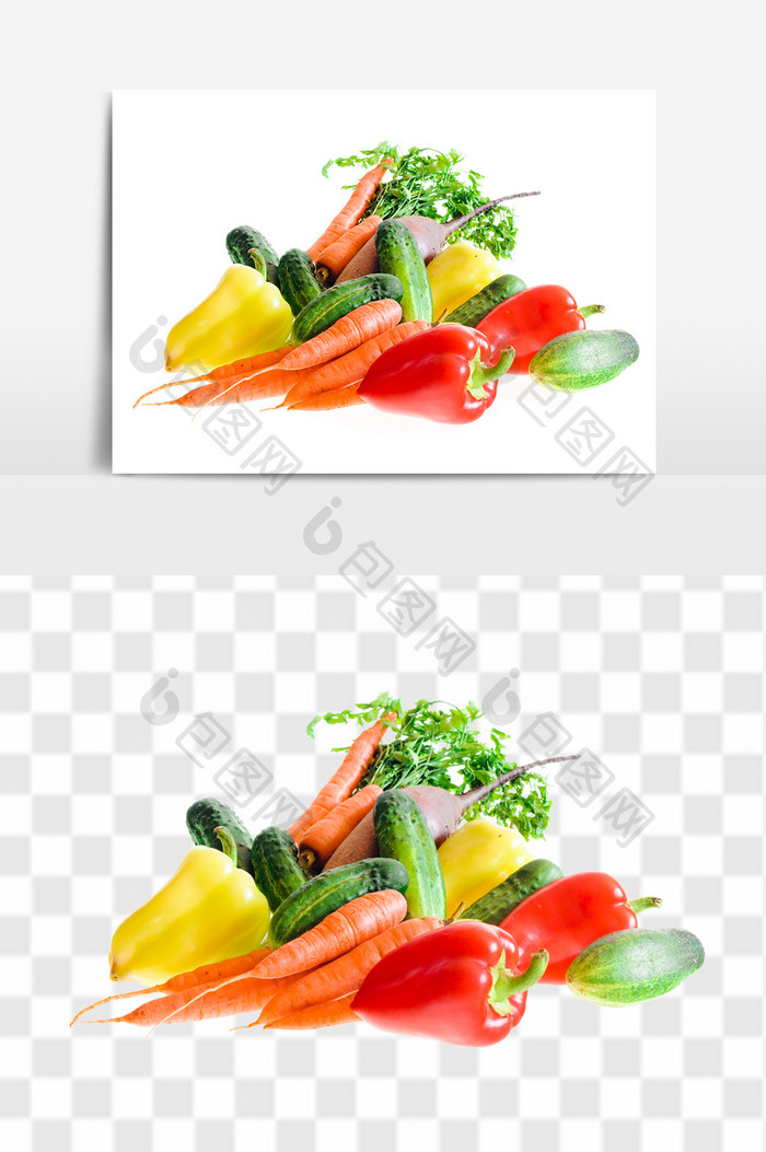 新鲜蔬菜萝卜青椒黄瓜组合元素