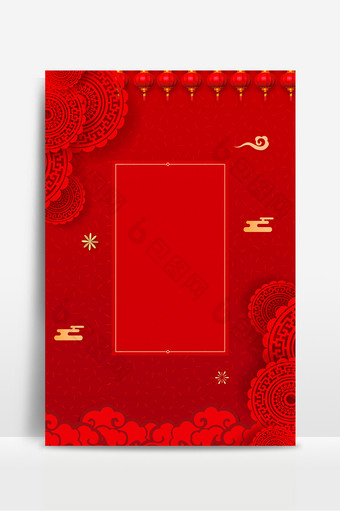 中国红剪纸新年元旦海报背景图图片