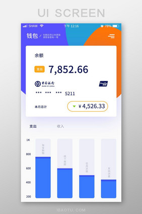 UI移动界面app钱包银行卡消费支出详情