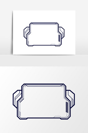 蓝色科技显示器方形边框元素