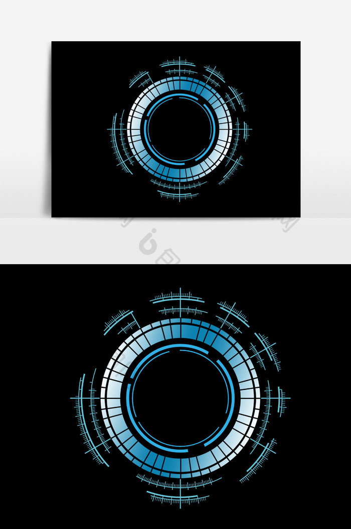 蓝色未来智能科技圆环边框元素