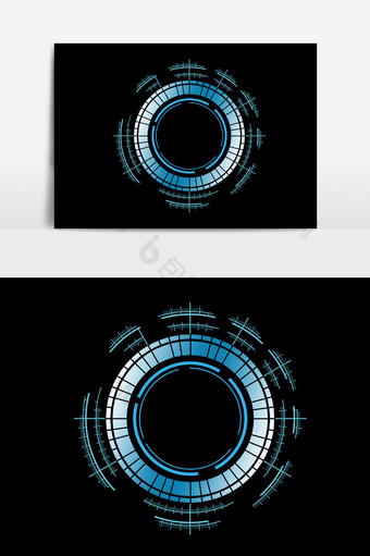 蓝色未来智能科技圆环边框元素图片