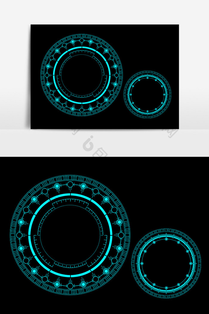 蓝色机械智能科技圆环边框元素