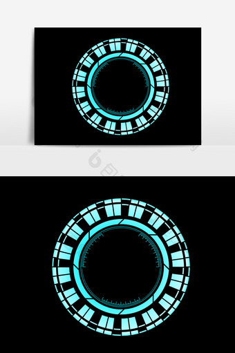 蓝色发光未来智能科技圆环边框元素图片