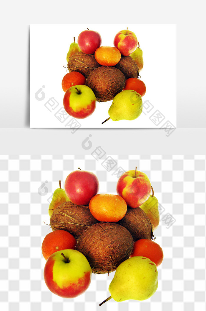 新鲜苹果橘子梨组合水果元素