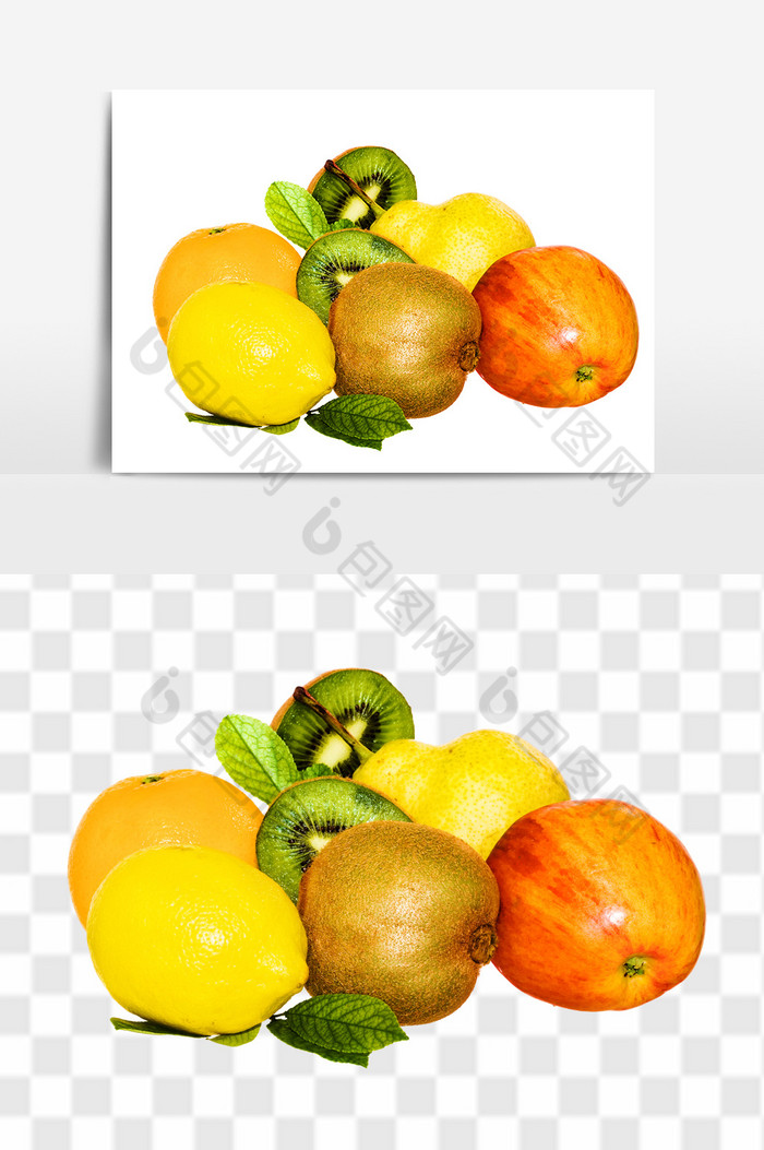 新鲜柠檬苹果猕猴桃组合图片图片