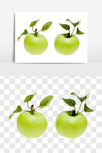 新鲜青苹果组合免抠元素图片
