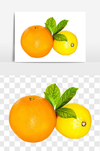 新鲜柠檬橙子组合元素图片