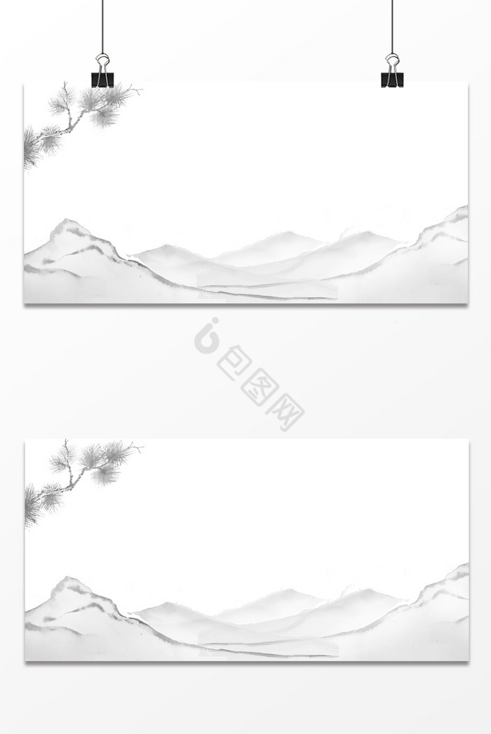 中国山水水墨风树枝图片