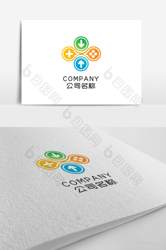 创意游戏手柄标志logo设计图片