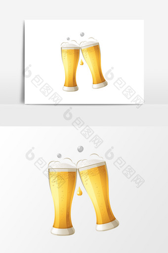 手绘啤酒碰杯设计元素图片