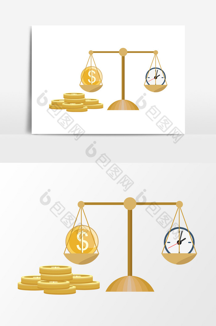 卡通天平时间金钱设计元素模板 包图网
