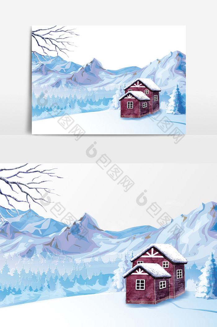冬季雪山房屋图片图片