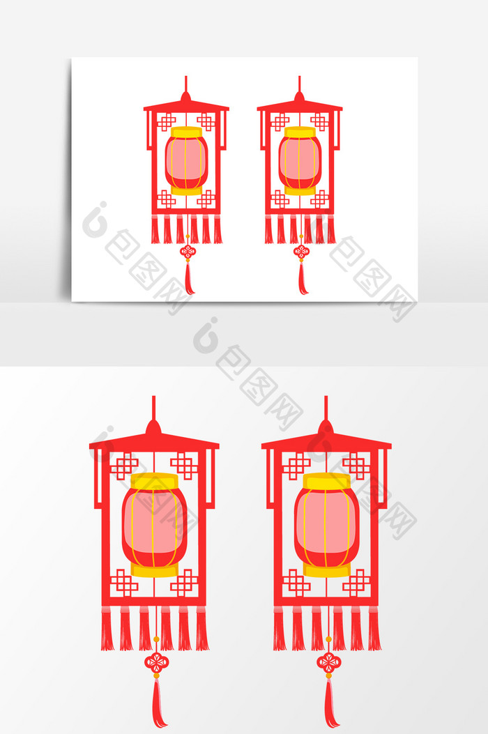 中国风红色灯笼挂饰设计元素