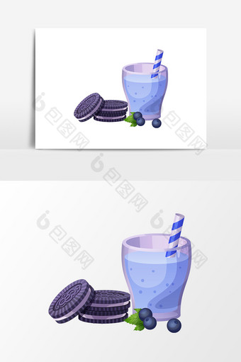 卡通蓝莓汁夹心饼干设计元素图片