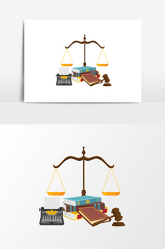 卡通天平锤子法院设计元素