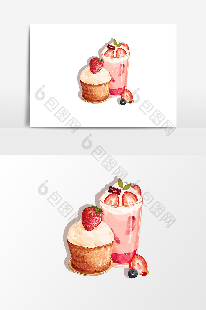卡通草莓冰激凌设计元素