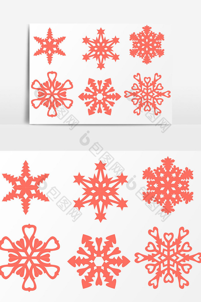 珊瑚橘色花样雪花装饰图片图片