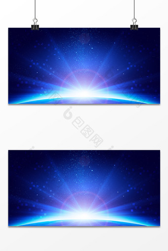 蓝色渐变科技星际光签到处总结年会商业背景图片