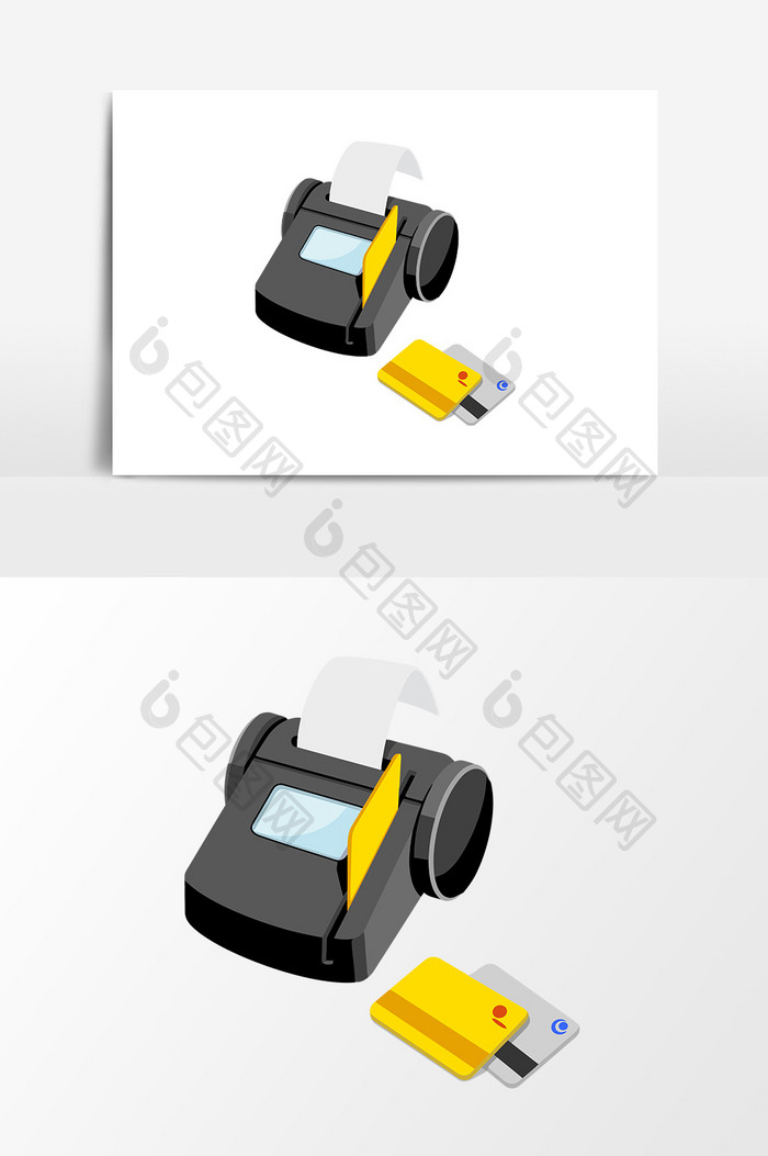 卡通刷卡机银行卡设计元素