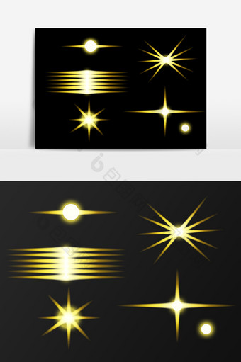 金色光束光点元素图片
