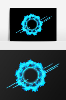 蓝色火圈科技边框元素