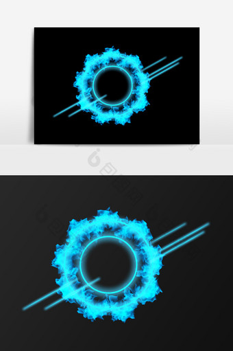 蓝色火圈科技边框元素图片