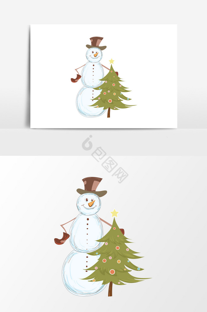 圣诞树雪人图片