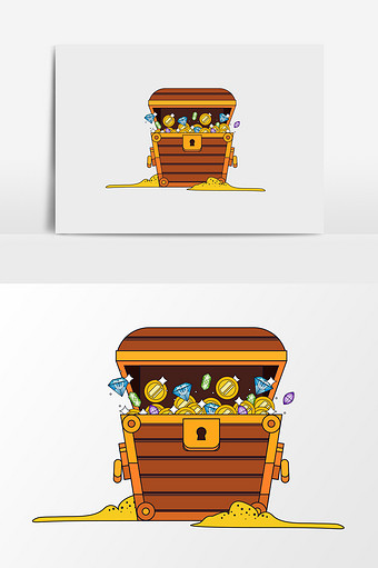 手绘宝箱插画元素图片下载
