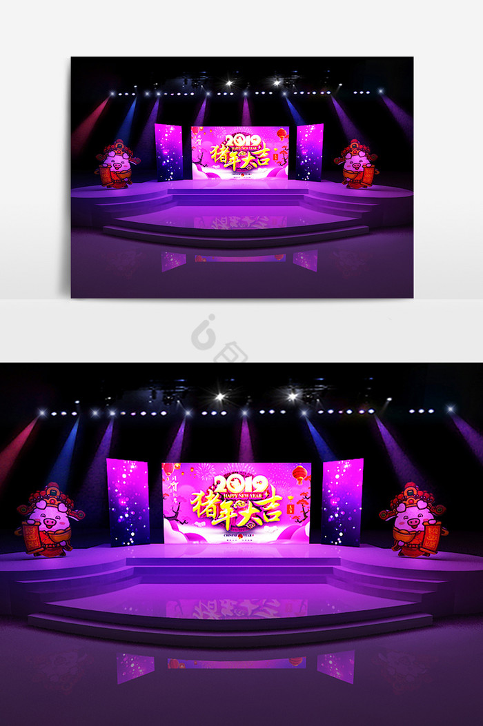 猪年新年舞台3d模型设计图片